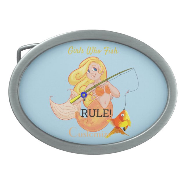 Funny Fishing Mermaid Girl Thunder_Cove     Belt Buckle (Front)