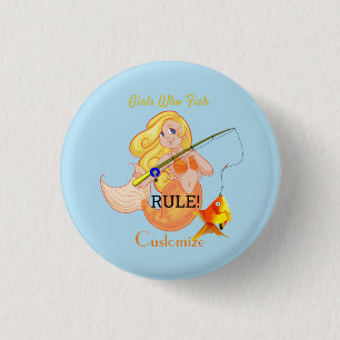 Funny Fishing Mermaid Girl Thunder_Cove Button