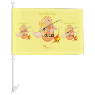 Funny Fishing Mermaid Girl Thunder_Cove Car Flag