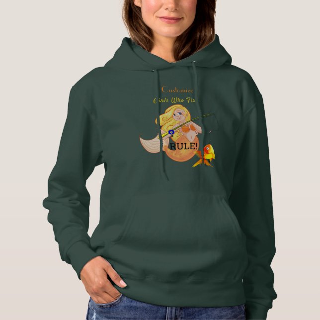 Funny Fishing Mermaid Girl Thunder_Cove  Hoodie (Front)