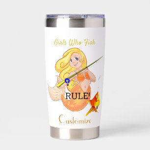 Funny Fishing Mermaid Girl Thunder_Cove Insulated Tumbler