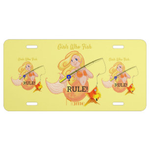 Funny Fishing Mermaid Girl Thunder_Cove License Plate