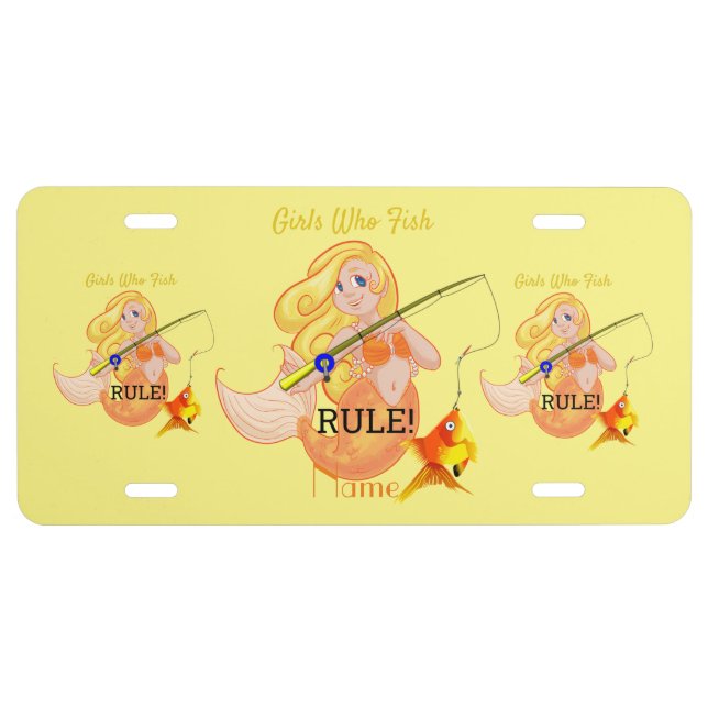 Funny Fishing Mermaid Girl Thunder_Cove License Plate (Front)