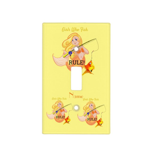 Funny Fishing Mermaid Girl Thunder_Cove Light Switch Cover (Front)