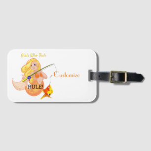 Funny Fishing Mermaid Girl Thunder_Cove Luggage Tag