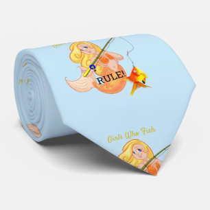 Funny Fishing Mermaid Girl Thunder_Cove   Neck Tie