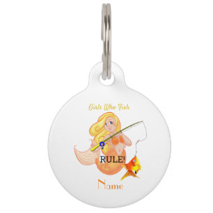 Funny Fishing Mermaid Girl Thunder_Cove Pet ID Tag