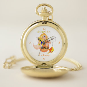 Funny Fishing Mermaid Girl Thunder_Cove  Pocket Watch