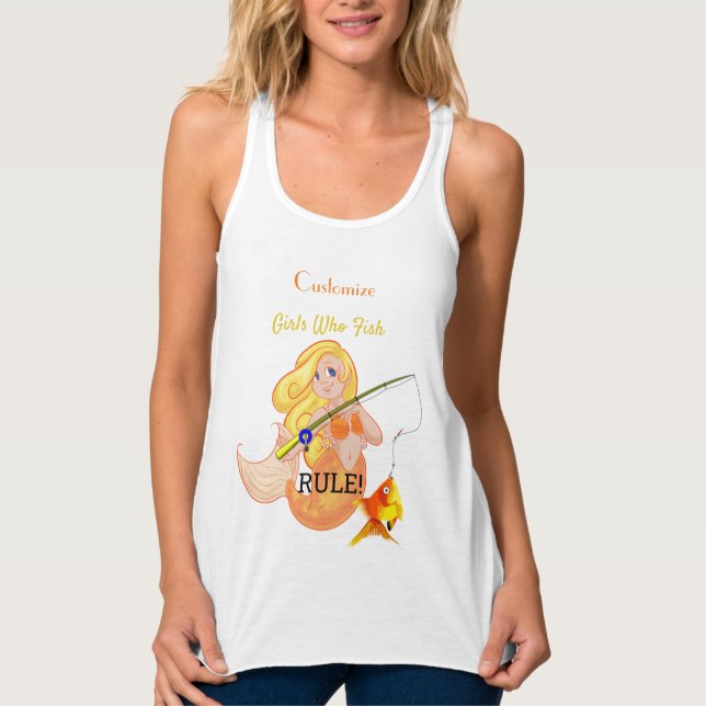 Funny Fishing Mermaid Girl Thunder_Cove  Tank Top (Front)