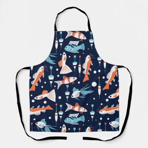 Funny fishing pattern for fishing lover apron