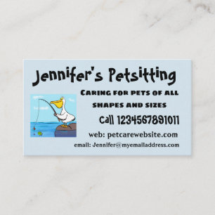 Funny fishing pelican cartoon business card
