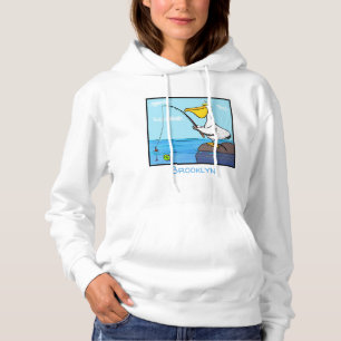 Funny fishing pelican cartoon hoodie