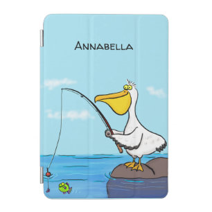 Funny fishing pelican cartoon iPad mini cover