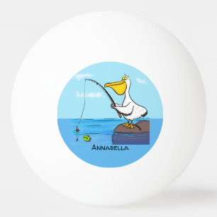 Funny fishing pelican cartoon ping pong ball