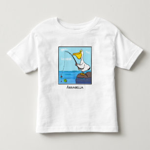 Funny fishing pelican cartoon toddler t-shirt