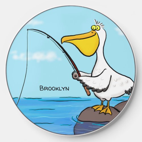 Funny fishing pelican cartoon wireless charger 