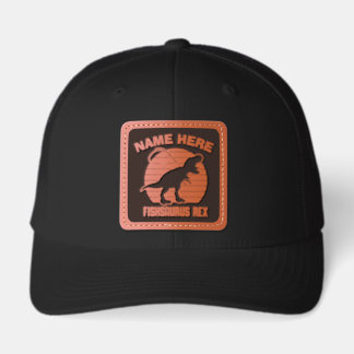 Funny Fishing Personalized Name Fishsaurus Rex Leather Patch Hat
