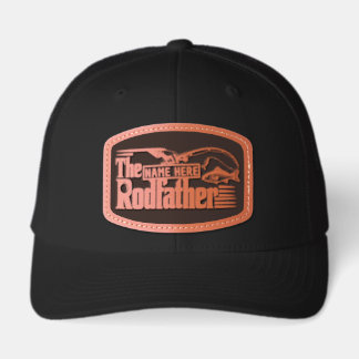 Funny Fishing Personalized Name Rodfather Leather Patch Hat
