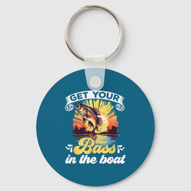 Funny Fishing Quote Hooked On B Fishing  Keychain (Front)