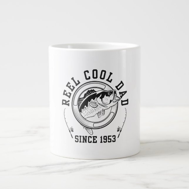 Funny Fishing Quote Reel Cool Dad Since 1953 Giant Coffee Mug (Front)