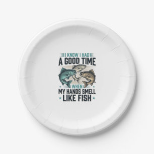 Funny Fishing Quote Vintage Engraving Vector Desig Paper Plates
