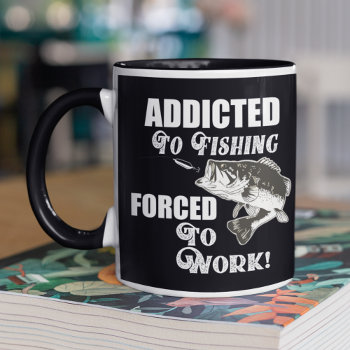 Funny Fishing Quotes Forced To Work Largemouth Mug by TheShirtBox at Zazzle
