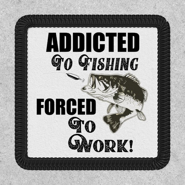 Funny Fishing Quotes Forced To Work Largemouth Patch (Front)