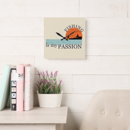 funny fishing quotes is my life square wall clock