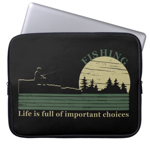 funny fishing quotes vintage laptop sleeve