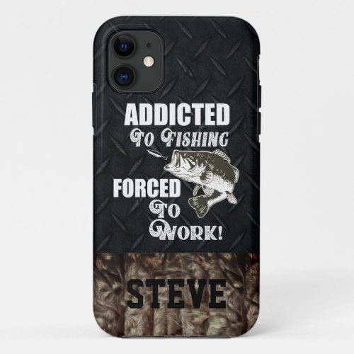 Funny Fishing Quotes Work Largemouth Bass iPhone 11 Case