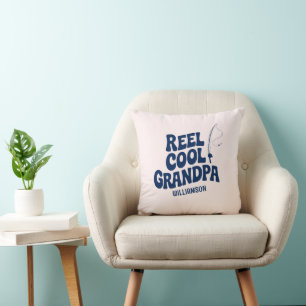 Funny Fishing Reel Cool grandpa Fathers day gift Throw Pillow