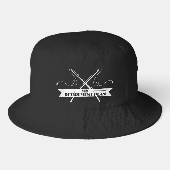 Funny fishing retirement plan word art  bucket hat (Front)