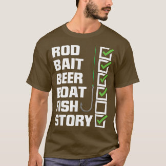 Funny Fishing Rod Bait Beer Boat (No) Fish Story  T-Shirt
