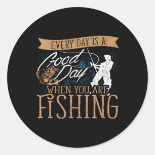 Funny Fishing Rod Fish - Fisherman Classic Round Sticker