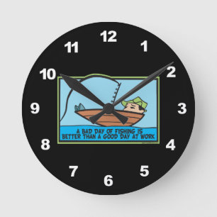 Funny Fishing Round Clock