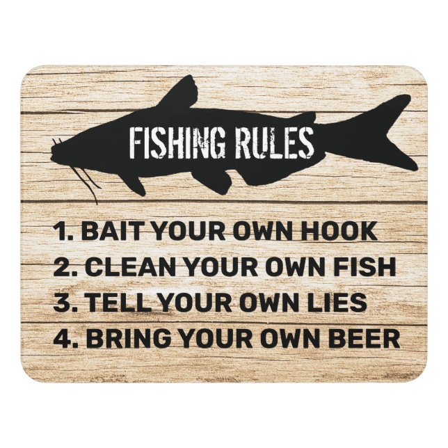Funny Fishing Rules Door Sign (Contemporary Front)