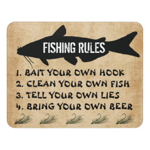 Funny Fishing Rules Door Sign