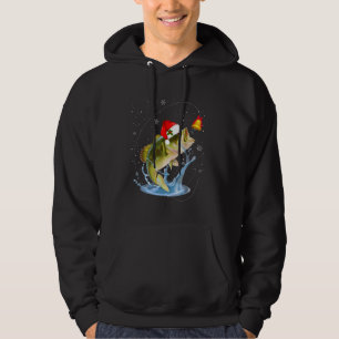 Funny Fishing Santa Hat Christmas Pajama Fisherme Hoodie