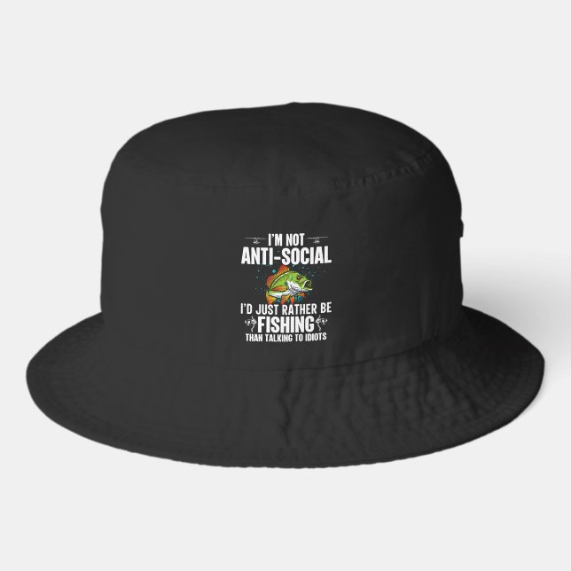 Funny fishing sarcasm word art  bucket hat (Front)