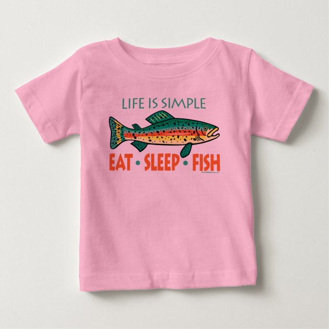 Funny Fishing Saying Baby Girl Pink Baby T-Shirt (Front)