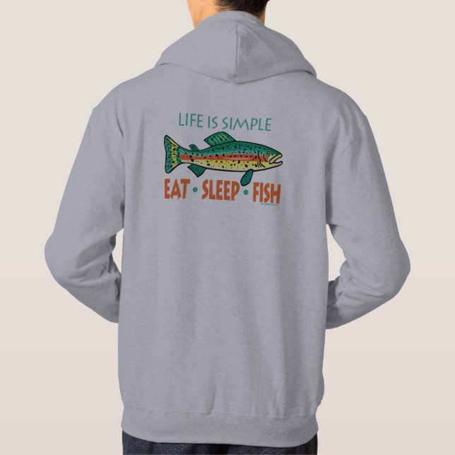 Funny Fishing Saying: Eat Sleep Fish Hoodie (Back)