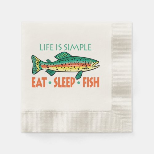 Funny Fishing Saying EAT SLEEP FISH Paper Napkins