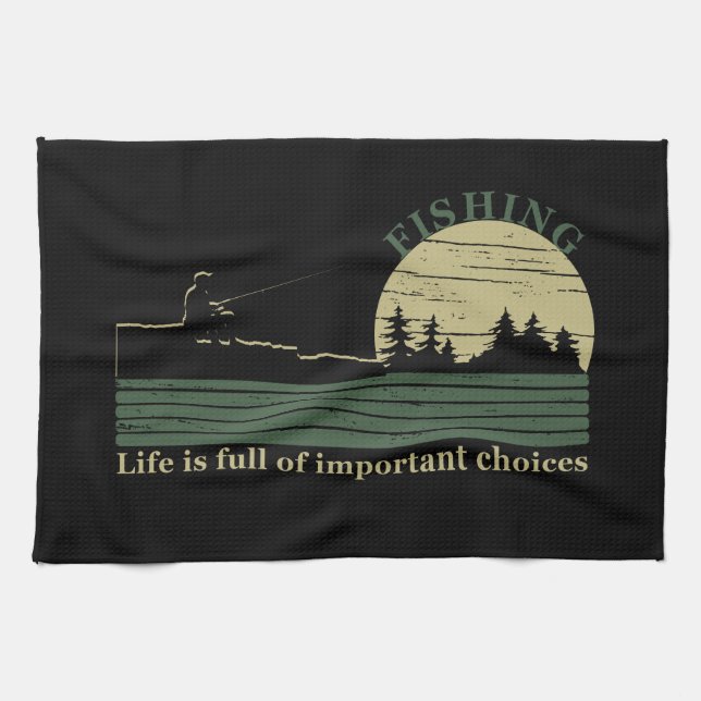 Funny fishing saying kitchen towel (Horizontal)