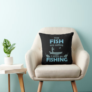 Funny fishing saying throw pillow