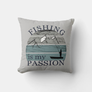 Funny fishing saying throw pillow