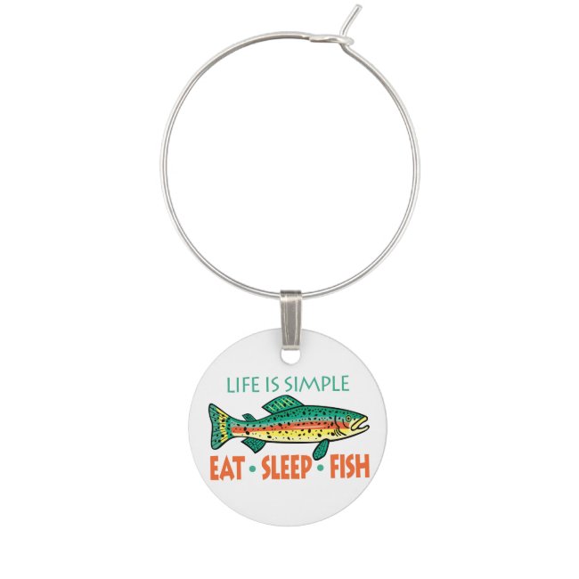 Funny Fishing Saying Wine Charm