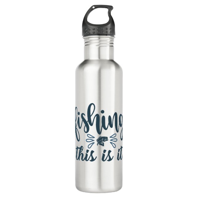Funny Fishing Shirt with slogan Stainless Steel Water Bottle (Front)