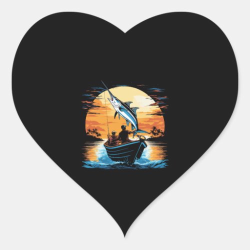  Funny Fishing Shirt women Heart Sticker
