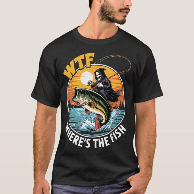 Funny Fishing Skull Joke T-Shirt (Front)