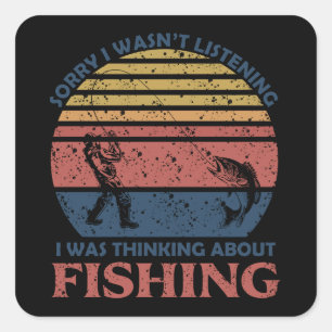 Funny fishing square sticker